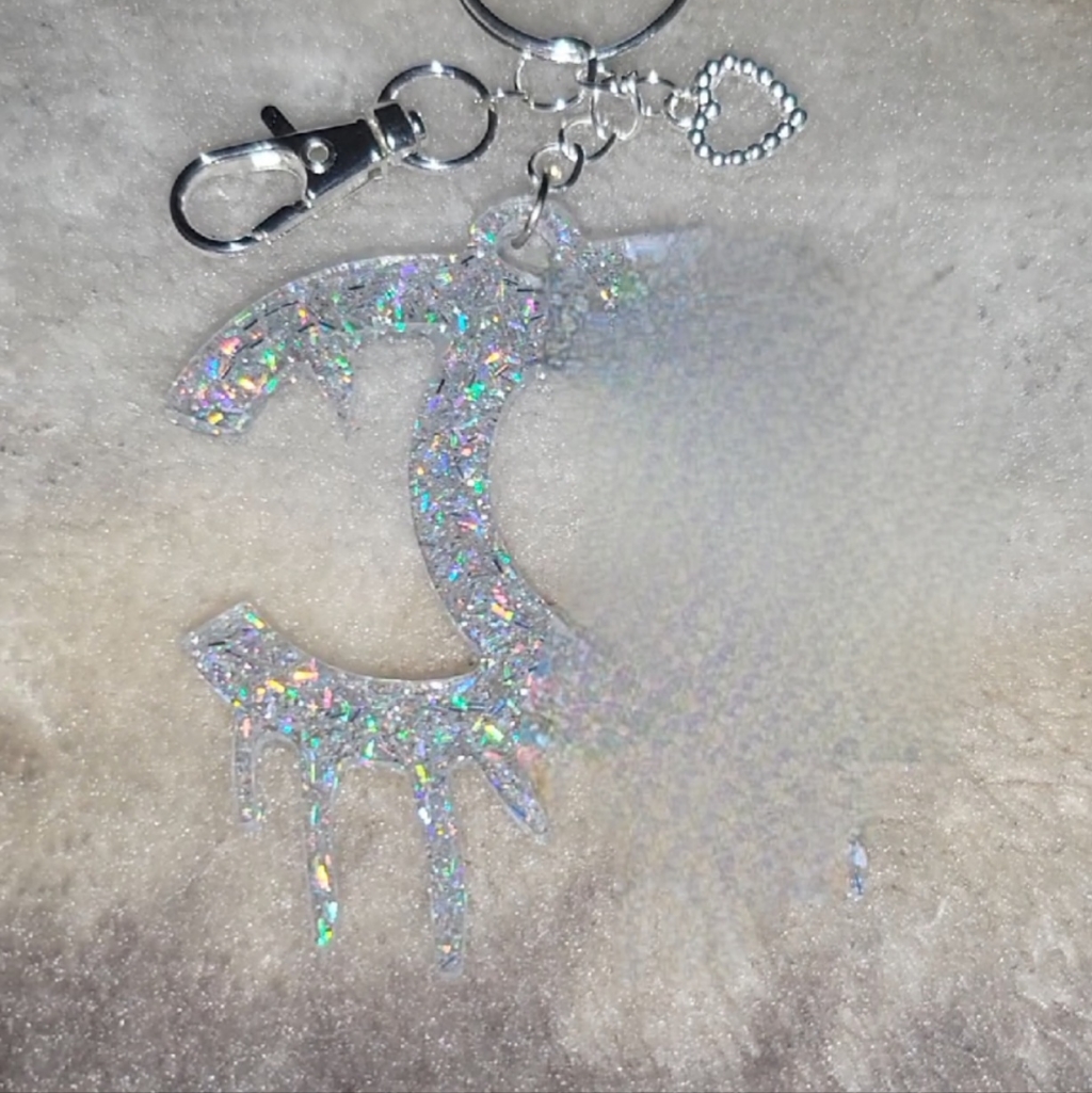Holographic Sliver Ccc Dripping Keychain